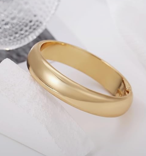 Gold Polished Chunky Twisted Waterdrop Bangle Bracelet for Women - Image 2