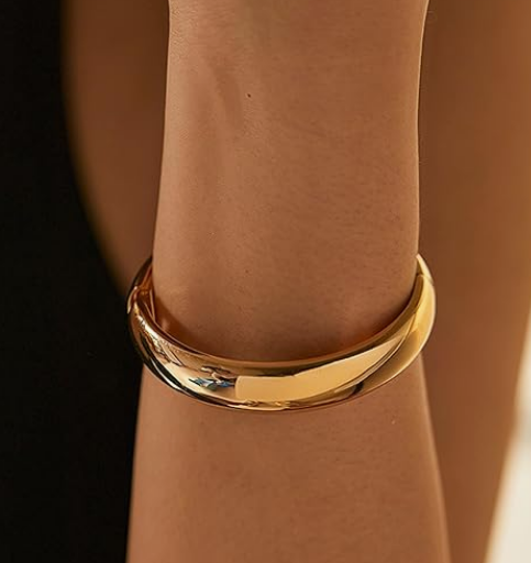 Gold Polished Chunky Twisted Waterdrop Bangle Bracelet for Women - Image 3